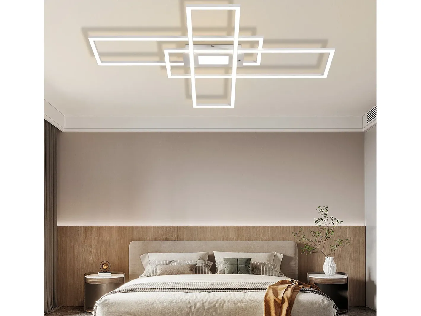 Hot NETTLIFE Lámpara de Techo LED Regulable 50W con Mando a Distancia Diseño Moderno Salón Dormitorio Geométrico para Cocina Pasillo Blanco