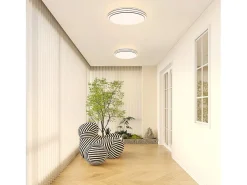NETTLIFE Plafón-Lámpara de Techo LED Dormitorio - Diámetro 27 cm Lámpara de Cielo Estrellado Lámpara Blanca cálida de 12 W Lámpara Redonda Moderna para Blanco
