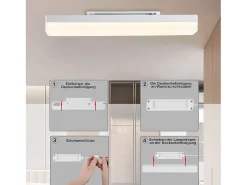 NETTLIFE Plafón-Lámpara de techo LED para, larga, 40 cm, luz diurna, 18 W, luz de techo blanca neutra, para sótano, pasillo, oficina, garaje, dormitorio Blanco