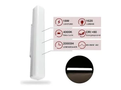 NETTLIFE Plafón-Lámpara de techo LED para, larga, 40 cm, luz diurna, 18 W, luz de techo blanca neutra, para sótano, pasillo, oficina, garaje, dormitorio Blanco