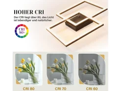 Clearance NETTLIFE Lámpara de Techo LED Sala de Estar 3000K Blanco Cálido Lámpara de Dormitorio de Cristal Moderna 24W para Cocina Dormitorio Pasillo Negro