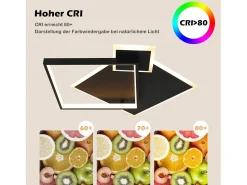 NETTLIFE Plafón-Lámpara de Techo LED Negra Regulable 50W Lámpara de Salón de Diseño Moderno con Control Remoto de Metal para Comedor Cocina Dormitorio Negro