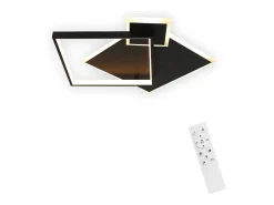 NETTLIFE Plafón-Lámpara de Techo LED Negra Regulable 50W Lámpara de Salón de Diseño Moderno con Control Remoto de Metal para Comedor Cocina Dormitorio Negro