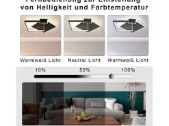 NETTLIFE Plafón-Lámpara de Techo LED Negra Regulable 50W Lámpara de Salón de Diseño Moderno con Control Remoto de Metal para Comedor Cocina Dormitorio Negro
