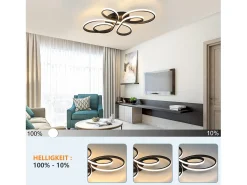 NETTLIFE Plafón-Lámpara de Techo LED Moderna Regulable, Negra, 26