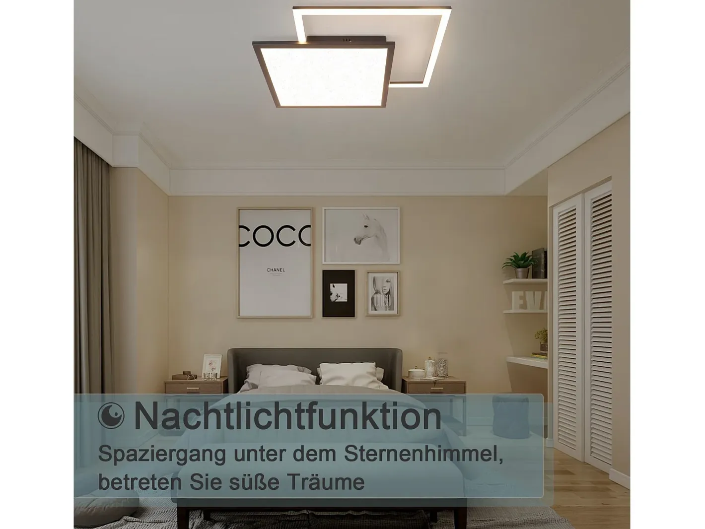 Sale NETTLIFE Lámpara de Techo LED 46W Sala de Estar Lámpara de Moderna Regulable Negra con Diseño de Cielo Estrellado para Dormitorio Estudio Hotel Negro