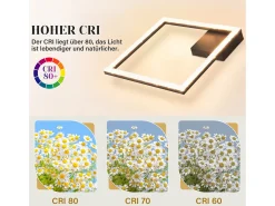 NETTLIFE Plafón-Lámpara de Techo LED 12W Lámpara de Cristal Cálido 3000K Luz Negra Lámpara de Metal Cuadrada Moderna para Sala de Estar Dormitorio Blanco