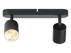 NETTLIFE Plafón-Lámpara de techo de metal 2 focos orientable 330° diseño GU10 para salón pasillo escalera cocina (bombillas no incluidas) Negro