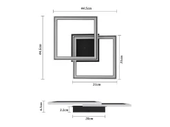 NETTLIFE Plafón-Lámpara de techo LED RGB moderna para sala de estar, regulable con control remoto, 3000-6000 K, RGB moderna, 13 Negro