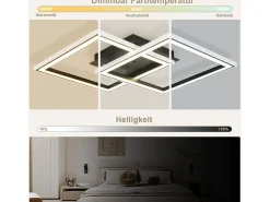 NETTLIFE Plafón-Lámpara de techo LED RGB moderna para sala de estar, regulable con control remoto, 3000-6000 K, RGB moderna, 13 Negro