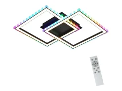 NETTLIFE Plafón-Lámpara de techo LED RGB moderna para sala de estar, regulable con control remoto, 3000-6000 K, RGB moderna, 13 Negro