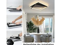 NETTLIFE Lámpara de Techo LED de Diseño Moderno 53W Regulable con Control Remoto Sala de Estar para Dormitorio Cocina Pasillo Oficina Negro Best