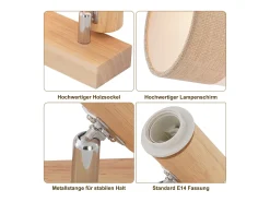NETTLIFE Lámpara de techo LED 2 focos Lámpara de techo Lámpara de pasillo Madera E14 Vintage Ajustable 350° Amarillo Outlet