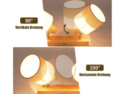 NETTLIFE Lámpara de techo LED 2 focos Lámpara de techo Lámpara de pasillo Madera E14 Vintage Ajustable 350° Amarillo Outlet