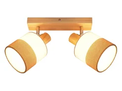 NETTLIFE Lámpara de techo LED 2 focos Lámpara de techo Lámpara de pasillo Madera E14 Vintage Ajustable 350° Amarillo Outlet