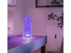 NETTLIFE Lámpara LED mesa inalámbrica, mesita noche, RGB táctil recargable, Dormitorio, Control remoto 16 colores Transparente