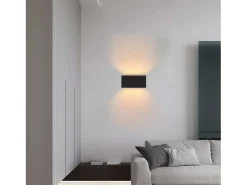 NETTLIFE Aplique Para Pared-Lámpara LED mural Negra IP65, Luz Blanca Cálida Ajustable G9, Para Interior y Exterior, Salón Negro