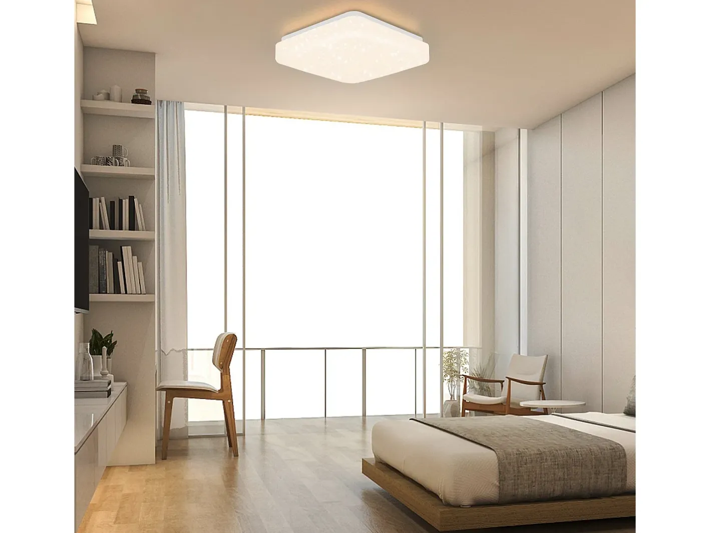 New NETTLIFE Lámpara techo LED 15W, Dormitorio cielo estrellado 21cm, Blanca cálida, Estrella cuadrada, Decoración cocina, Niños, Oficina Blanco
