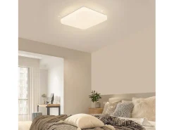 NETTLIFE Lámpara techo LED, cielo estrellado, control remoto, 37W, para dormitorio infantil, cuadrada 28cm, ideal para salón, cocina, pasillo. Blanco Discount
