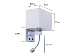 Outlet NETTLIFE lote de 2 lámparas murales LED para interiores, para habitación, aplique para salón, lámpara de cabecera, cama de tela con brazo de lectura flexible E27. Plateado