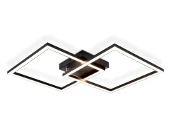 NETTLIFE Plafón-luces de techo para salón, LED blanco cálido , 3000K, diseño moderno angular, 24W. Negro