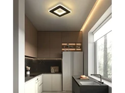 Sale NETTLIFE Luz de techo LED 23W 24cm lámpara de cocina blanca cálida diseño moderno lámpara cuadrada de dormitorio pasillo para sala de estar Negro