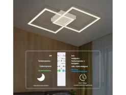 NETTLIFE Plafón-Luz de Techo LED Regulable Sala de Estar Diseño Moderno con Control Remoto 52W Lámpara de Dormitorio de Cocina para Comedor Cocina Blanco