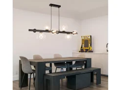NETTLIFE Mesa de comedor colgante, lámpara colgante para salón, colgante G9, 8 bombillas de vidrio moderno. Transparente Clearance