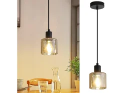 Clearance NETTLIFE Mesa de comedor suspendida, lámpara colgante vintage, colgante E27, colgante negro, 1 bombilla retro industrial. Dorado