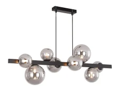 NETTLIFE Lámpara Suspendida-Mesa de comedor suspendida, lámpara de techo para salón, suspensión G9, suspensión de 8 bombillas transparentes. Gris antracita