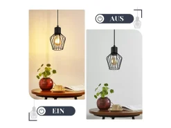 NETTLIFE Mesa de comedor suspendida, suspensión negra, soporte E27, 1 llama, metal. Negro Sale