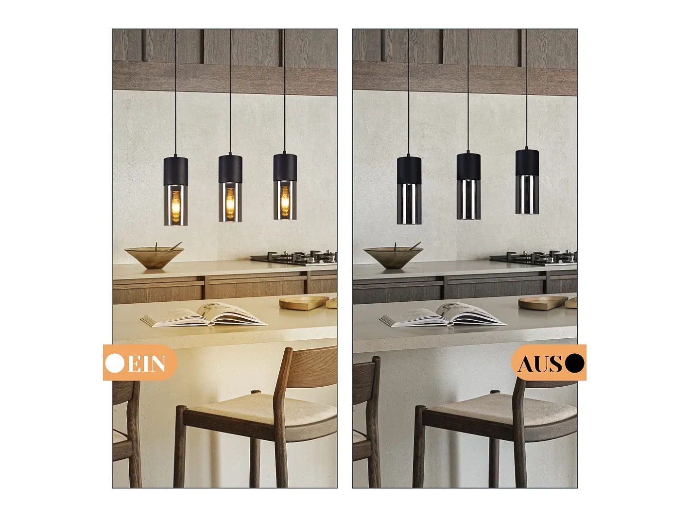 Sale NETTLIFE Mesa de comedor suspendida E27 - Moderna suspensión de 3 bombillas LED orientables. Negro