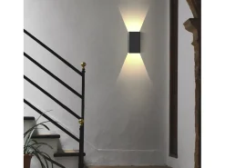 NETTLIFE Aplique Para Pared-Pack de 2 Aplique LED para exterior e interior: iluminación de pared negra, lámpara exterior, pared de casa 5 W IP65 blanco cálido 3000 K Negro