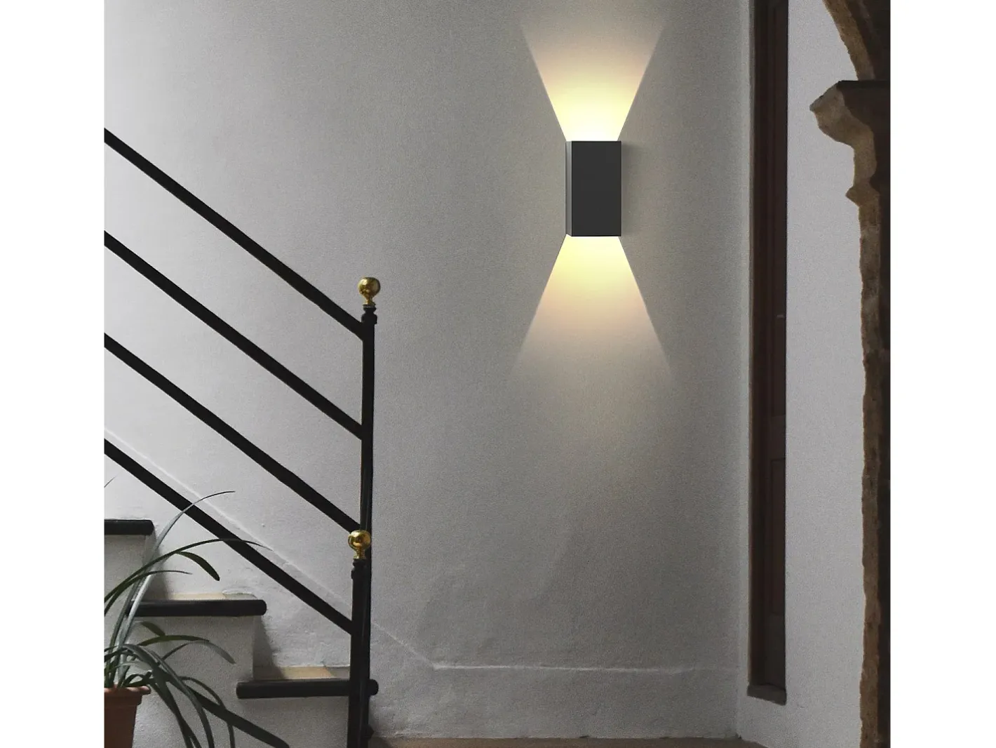 NETTLIFE Aplique Para Pared-Pack de 2 Aplique LED para exterior e interior: iluminación de pared negra, lámpara exterior, pared de casa 5 W IP65 blanco cálido 3000 K Negro
