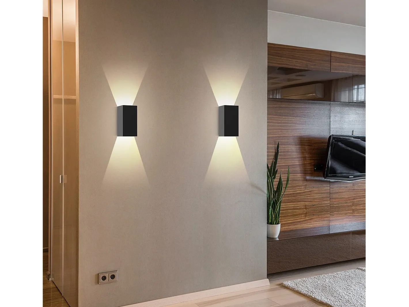 NETTLIFE Aplique Para Pared-Pack de 2 Aplique LED para exterior e interior: iluminación de pared negra, lámpara exterior, pared de casa 5 W IP65 blanco cálido 3000 K Negro