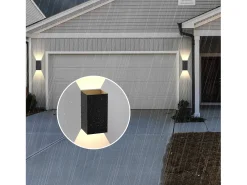 NETTLIFE Aplique Para Pared-Pack de 2 Aplique LED para exterior e interior: iluminación de pared negra, lámpara exterior, pared de casa 5 W IP65 blanco cálido 3000 K Negro
