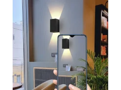 NETTLIFE Aplique Para Pared-Pack de 2 Aplique LED para exterior e interior: iluminación de pared negra, lámpara exterior, pared de casa 5 W IP65 blanco cálido 3000 K Negro