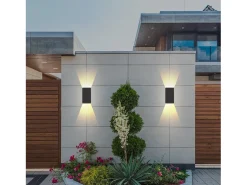 NETTLIFE Aplique Para Pared-Pack de 2 Aplique LED para exterior e interior: iluminación de pared negra, lámpara exterior, pared de casa 5 W IP65 blanco cálido 3000 K Negro