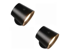 NETTLIFE Aplique Para Pared-Pack de 2 Lámpara de pared de jaula de metal interiores, lámpara de techo de metal ajustable moderna regulable de 360 ​​​​°, diseño Negro