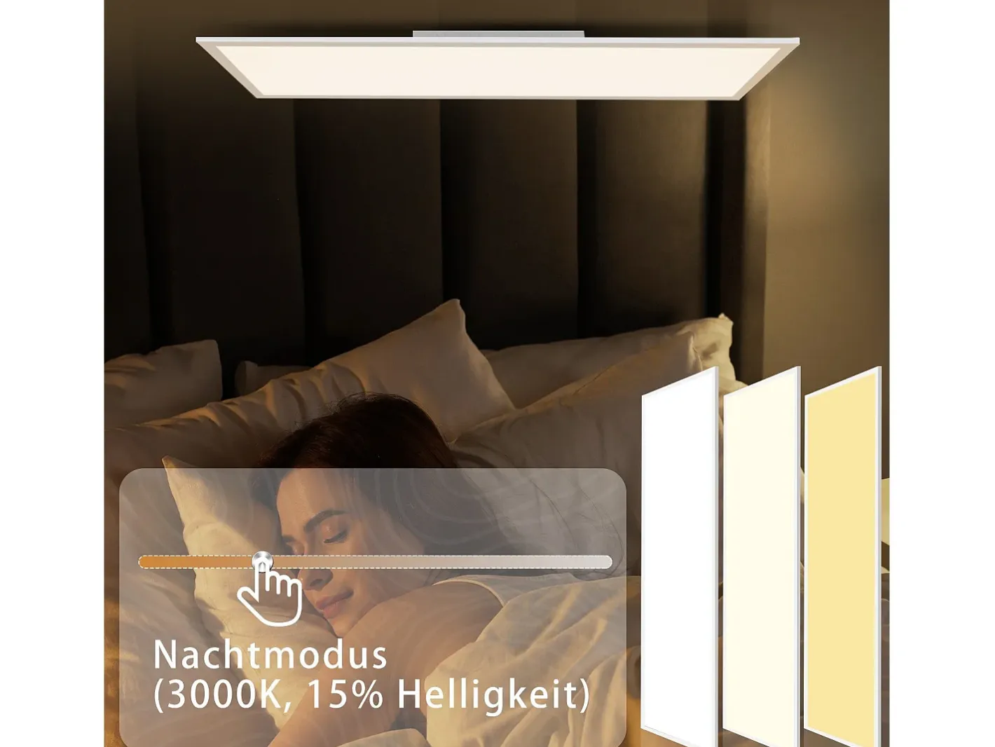NETTLIFE Plafón-Panel LED 120x30, regulable de intensidad con mando a distancia, 40W, negro. Blanco