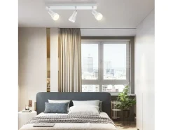 NETTLIFE Plafón-Plafófono moderno: 3 focos del techo orientables de metal, plafófono GU10, para habitación, comedor, sin bombilla. Blanco