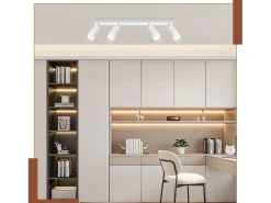NETTLIFE Plafófono de 4 bombillas, moderno plafófono GU10, spots orientables para interiores, de metal. Blanco Outlet