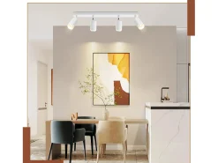 NETTLIFE Plafófono de 4 bombillas, moderno plafófono GU10, spots orientables para interiores, de metal. Blanco Outlet