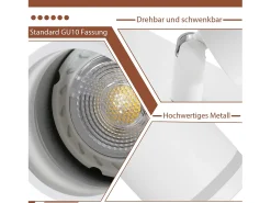 NETTLIFE Plafófono de 4 bombillas, moderno plafófono GU10, spots orientables para interiores, de metal. Blanco Outlet