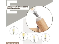 NETTLIFE Plafón con 1 Foco, negro, de aspecto de madera - Plafón E14 giratorio 350°, hasta 4 bombillas de máximo 40w, moderno para sala, dormitorio y cocina. Blanco