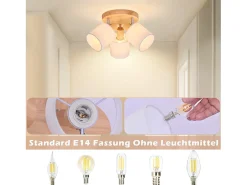 NETTLIFE Plafón con tres focos, madera redonda. Plafonero LED E14, foco inclinable 350°. Marru00f3n Sale