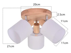 NETTLIFE Plafón con tres focos, madera redonda. Plafonero LED E14, foco inclinable 350°. Marru00f3n Sale