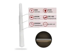 NETTLIFE Plafón LED blanco 4000K 36W 90CM lámpara de cocina con luz diurna: lámpara para cocina salón dormitorio balcón pasillo Negro Clearance