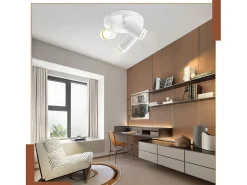 Hot NETTLIFE Plafón LED de 3 llama - Plafón GU10 Foco giratorio Aplique de madera Foco de pared para salón dormitorio Sin bombilla Blanco
