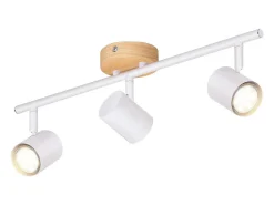 NETTLIFE Plafón LED de 3 llama - Plafón GU10 Foco giratorio Aplique de madera Foco de pared para salón dormitorio Sin bombilla Blanco Hot